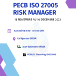PECB ISO27005 Risk Manager Certified ZOOM Samedi 18/11/23 au 16/12/23+ BONUS