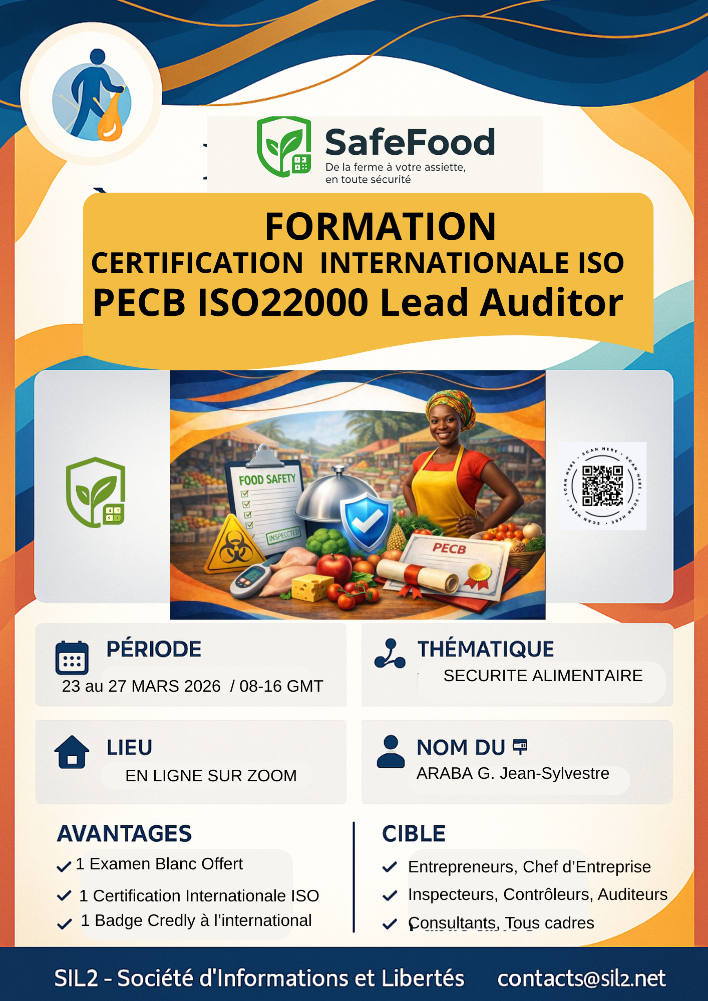Sécurité des Denrées Alimentaires : Formation ISO22000 Lead Auditor avec Certification PECB du 23 au 27 Mars 2026